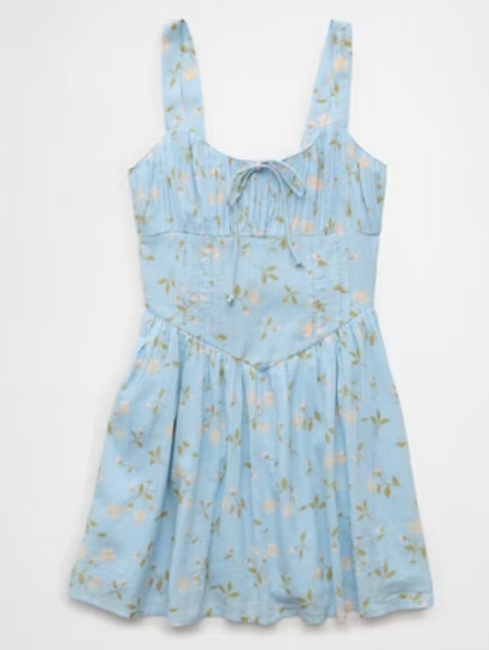 American Eagle light blue floral sleeveless basque waist mini dress